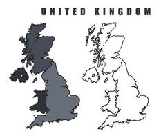 United Kingdom country map simple flat outline illustration set vector