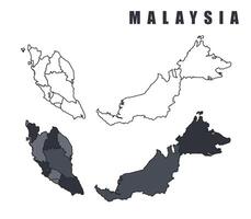Malaysia country map simple flat outline illustration set vector