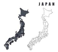 Japan country map simple flat outline illustration set vector