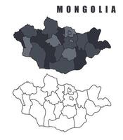 Mongolia country map simple flat outline illustration set vector