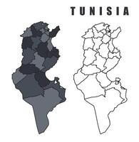 Tunisia country map simple flat outline illustration set vector