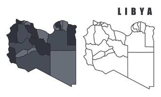 Libya country map simple flat outline illustration set vector