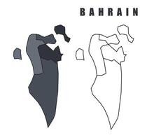 Bahrain country map simple flat outline illustration set vector