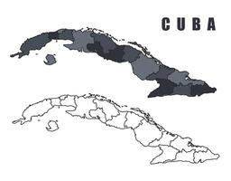 Cuba country map simple flat outline illustration set vector