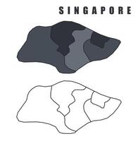 Singapore country map simple flat outline illustration set vector
