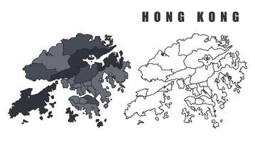 Hong Kong country map simple flat outline illustration set vector
