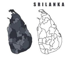 Srilanka country map simple flat outline illustration set vector