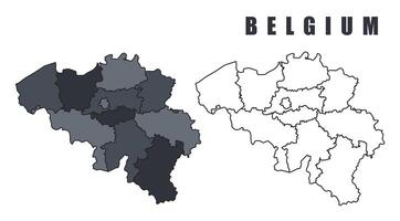 Belgium country map simple flat outline illustration set vector