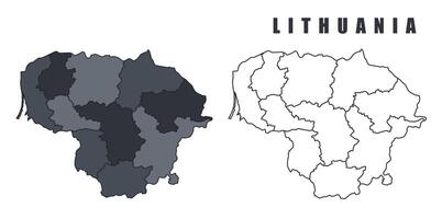 Lithuania country map simple flat outline illustration set vector
