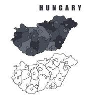 Hungary country map simple flat outline illustration set vector