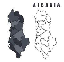 Albania country map simple flat outline illustration set vector