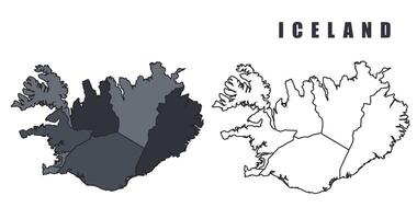 Iceland country map simple flat outline illustration set vector