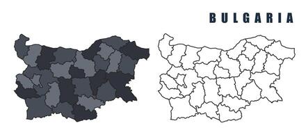 Bulgaria country map simple flat outline illustration set vector