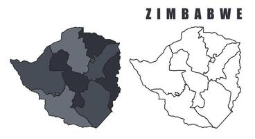 Zimbabwe country map simple flat outline illustration set vector