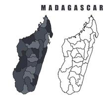 Madagascar country map simple flat outline illustration set vector