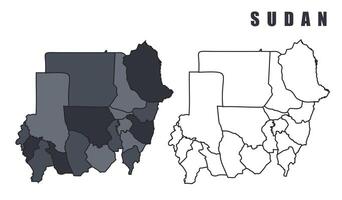 Sudan country map simple flat outline illustration set vector