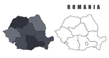 Romania country map simple flat outline illustration set vector