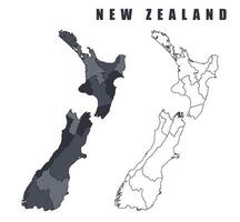 New Zealand country map simple flat outline illustration set vector