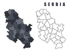 Serbia country map simple flat outline illustration set vector
