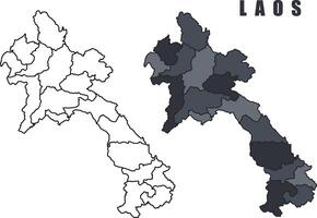 Laos country map simple flat outline illustration set vector