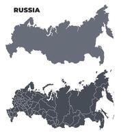Russia grey political map simple flat illustration set vector