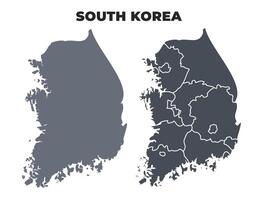 South Korea grey political map simple flat illustration set vector