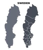 Sweden grey political map simple flat illustration set vector