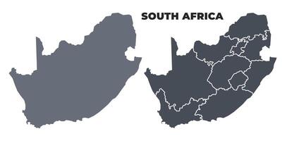 South Africa grey political map simple flat illustration set vector