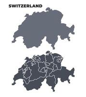 Switzerland grey political map simple flat illustration set vector