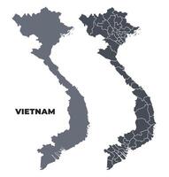 Vietnam grey political map simple flat illustration set vector
