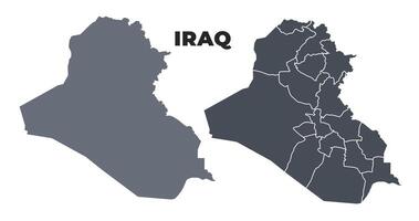 Iraq grey political map simple flat illustration set vector