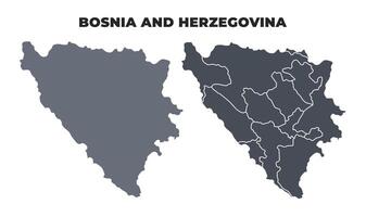 Bosnia grey political map simple flat illustration set vector