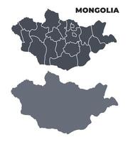 Mongolia grey political map simple flat illustration set vector