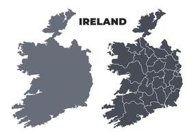 Ireland grey political map simple flat illustration set vector