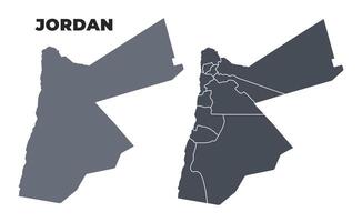 Jordan grey political map simple flat illustration set vector