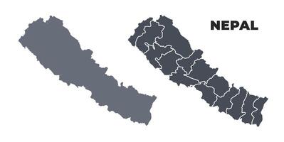 Nepal grey political map simple flat illustration set vector
