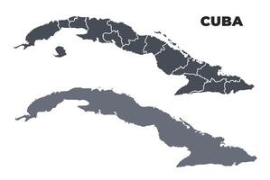 Cuba grey political map simple flat illustration set vector