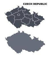Czech Republic grey political map simple flat illustration set vector