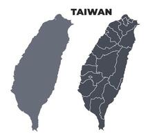 Taiwan grey political map simple flat illustration set vector