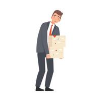 Worker With a Huge Number Of Tasks character Illustration vector