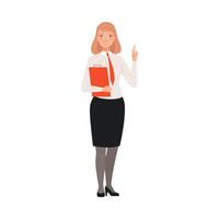 Businesswoman Presents Some Information And Gesticulates character Illustration vector