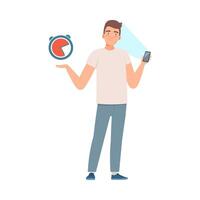 Man spend a lot of time sufering the phone illustration vector