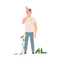 Man with a hangover after party illustration set vector