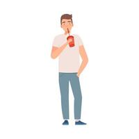 Man stands with cup of coffee illustration set vector