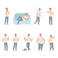 Lifestyle problems. People in a bad images and situations illustration vector