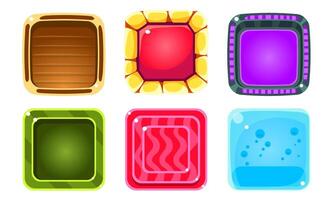 Colorful Glossy Squares Set, Shiny Buttons, Game User Interface Assets Illustration vector