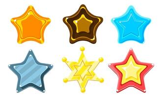 Glossy Colorful Stars Set, Game User Interface Assets Illustration vector