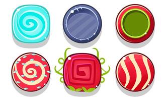 Colorful Glossy Balls Set, Shiny Candies or Buttons, Game User Interface Assets Illustration vector