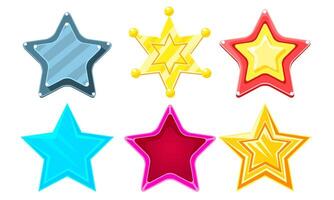 Glossy Different Stars Set, Game User Interface Assets Illustration vector