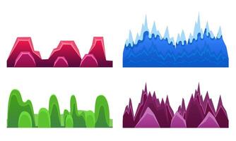 Hills and Mountains Set, Landscape Elements For Mobile Games Interface Illustration vector